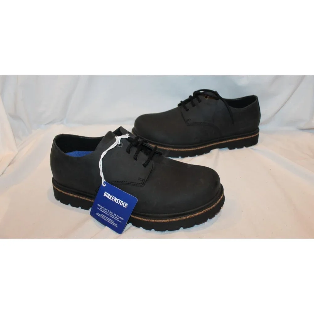 Birkenstock Unisex Size M9 W11 EU 42 REG Highwood Lace Low Black Leather Oxfords